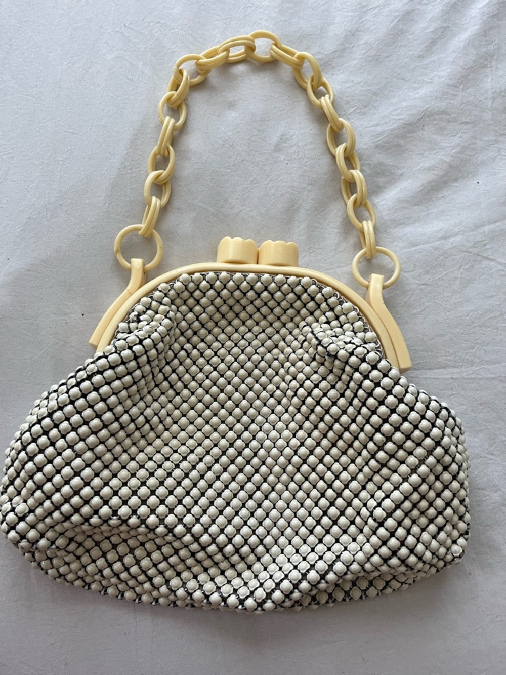 Vintage Whiting & Davis Cream Mesh Bag - Picture 2 of 6